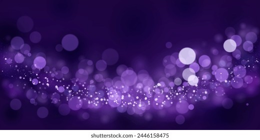 Abstract background in purple tones with many shiny sparkles, some of which are in focus and others are blurred, creating a captivating bokeh effect.