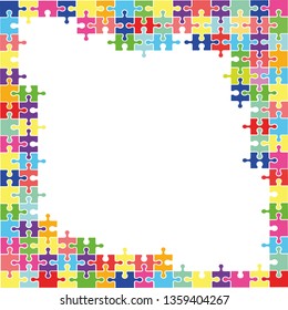 Abstract background of puzzle pieces. Window for text. Vector
