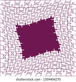 Abstract background of puzzle pieces. Window for text. Vector
