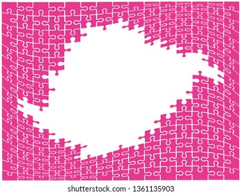 Abstract background of puzzle pieces. Window for text. Vector