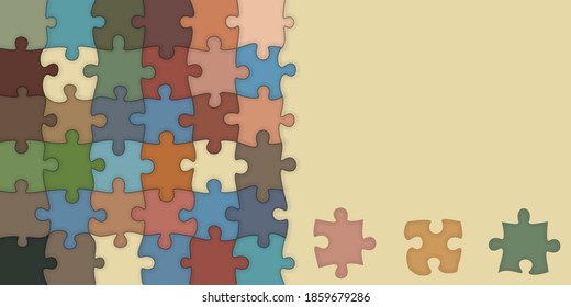 abstract background of puzzles in a quiet color scheme with a noise effect. it can be used for children creative development studios. there is space for text. stock vector illustration. EPS 10.