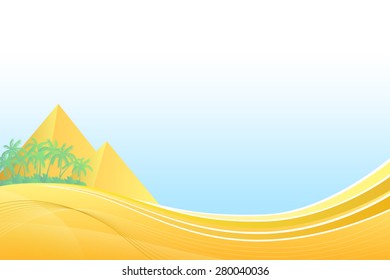 Abstract background pyramid Egypt travel palm yellow vector