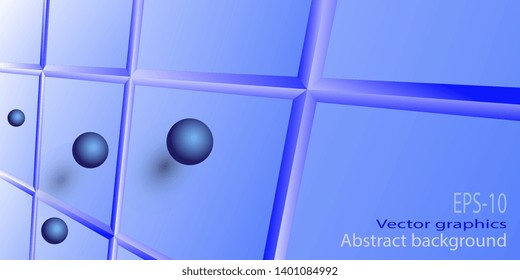 Abstract background. Background of quadrangles. Geometric shapes. Balloons. Flying balls. Business card. Banner. Faceted panels. Vector graphics