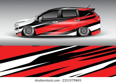 Gráfica de ajuste de coche de carreras de fondo para envolturas y pegatinas de vinilo vectorial