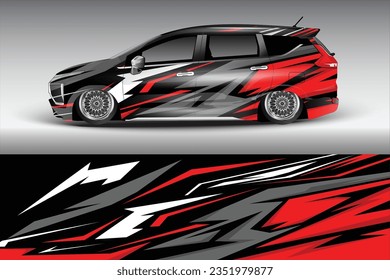 Gráfica de ajuste de coche de carreras de fondo para envolturas y pegatinas de vinilo vectorial