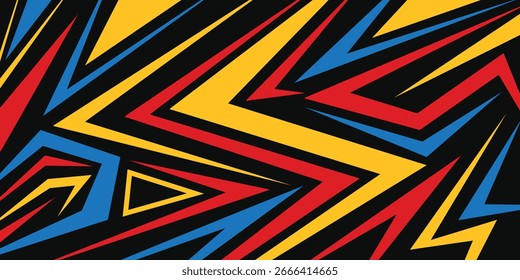 Abstract background racing style. Zigzag shapes. Lightning abstract colorful banner