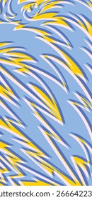 Abstract background racing style. Zigzag blue and yellow shapes. Lightning and flame abstract colorful banner