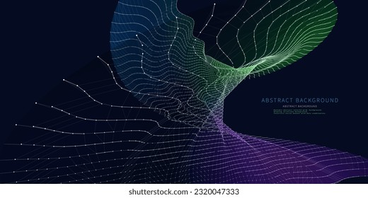 Rejilla de color radial de fondo abstracto con líneas en oscuro.  Big Data. Cuadrícula de datos del concepto de tecnología.  Cartel para análisis de datos de negocios, ciencia y tecnología. 