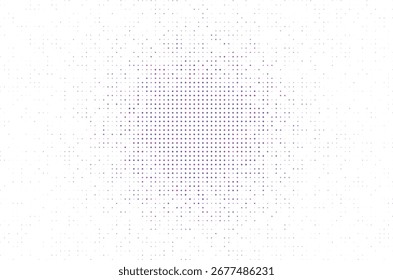 Abstrakter Hintergrund mit einem radialen Farbverlauf bunter Punkte auf einer weißen Oberfläche, wodurch ein moderner digitaler Rastereffekt entsteht