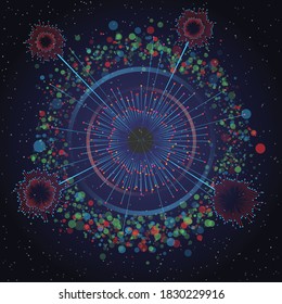 Abstract background with radial lines and dots. Big Data concept.