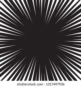 Abstract background with radial lines. Monochrome burst background.