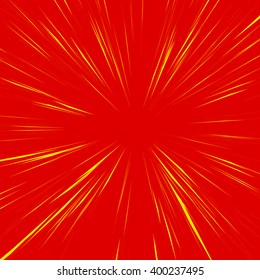 Abstract background with radial, radiating, converging lines. Explosion, warp, zoom effect. Yellow, red duotone version