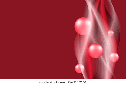 Abstract background, radiant red with modern dynamic lines, and 3D balls.