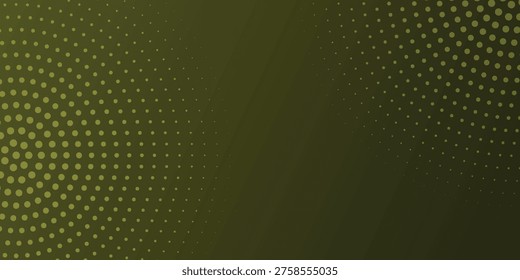 Abstract background with radiant vibrant deep olive green circular halftone dot patterns.
