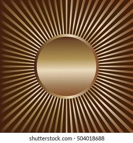 Abstract background of radiating rays and the Golden circle. The circle in the frame