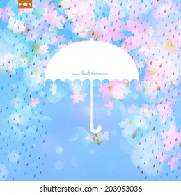 Abstract background with rain pattern and umbrella symbol. And also includes EPS 10 vector