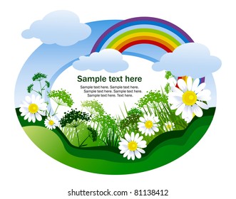 abstract background with rainbow and camomile