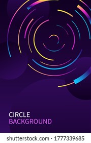 Abstract background with rainbow circle line on dark blue. Modern design background in modern futuristic style. vector illustration.