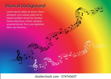 Abstract background of rainbow colors with stave