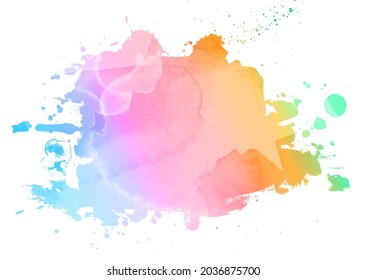 Abstract background with a rainbow coloured watercolour splatter