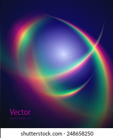 Abstract background with rainbow glowing lines, vector illustration