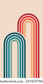 Fondo abstracto de las rayas gruesas del arcoiris. Diseño de patrones de líneas onduladas en el estilo Hippie Retro de los años 70. Ilustración del vector