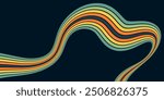 Abstract background of rainbow groovy Wavy Line design in 1970s Hippie Retro style. Vector pattern ready to use for cloth, textile, wrap and other.