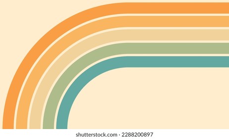 Abstract background of rainbow groovy Wavy Lines design in 1970s Hippie Retro style. Vector pattern ready to use for cloth, textile, wrap and other.