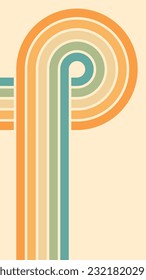 Abstract background of rainbow groovy Wavy Lines design in 1970s Hippie Retro style. Vector pattern ready to use for cloth, textile, wrap and other.