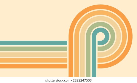 Abstract background of rainbow groovy Wavy Lines design in 1970s Hippie Retro style. Vector pattern ready to use for cloth, textile, wrap and other.