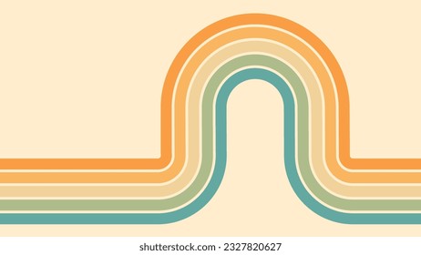 Arrière-plan abstrait du motif rainbow groovy Wavy Lines dans le style Hippie Retro des années 1970. Motif vectoriel prêt à l'emploi pour le tissu, le tissu, l'écharpe et autres.