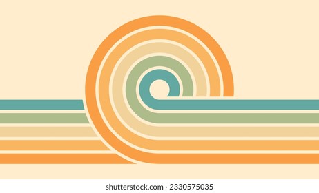 Abstract background of rainbow groovy Wavy Lines design in 1970s Hippie Retro style. Vector pattern ready to use for cloth, textile, wrap and other.