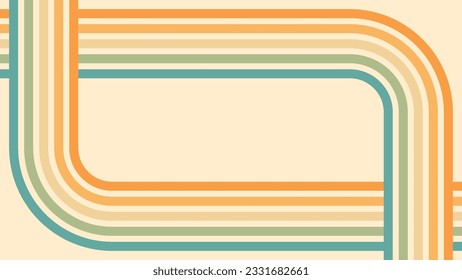 Abstract background of rainbow groovy Wavy Lines design in 1970s Hippie Retro style. Vector pattern ready to use for cloth, textile, wrap and other.