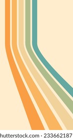 Abstract background of rainbow groovy Wavy Lines design in 1970s Hippie Retro style. Vector pattern ready to use for cloth, textile, wrap and other.
