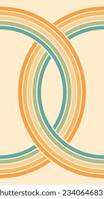 Abstract background of rainbow groovy Wavy Lines design in 1970s Hippie Retro style. Vector pattern ready to use for cloth, textile, wrap and other.