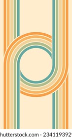 Abstract background of rainbow groovy Wavy Lines design in 1970s Hippie Retro style. Vector pattern ready to use for cloth, textile, wrap and other.