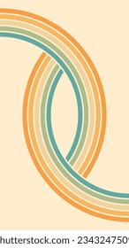 Abstrakter Hintergrund des Regenbogenmotivs Wavy Lines Design in Hippie Retro Stil der 1970er Jahre. Vektormuster, gebrauchsfertig für Tuch, Textilien, Packung und andere.