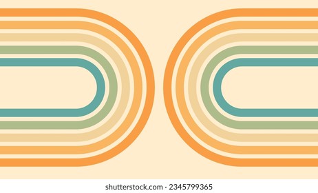 Abstract background of rainbow groovy Wavy Lines design in 1970s Hippie Retro style. Vector pattern ready to use for cloth, textile, wrap and other.