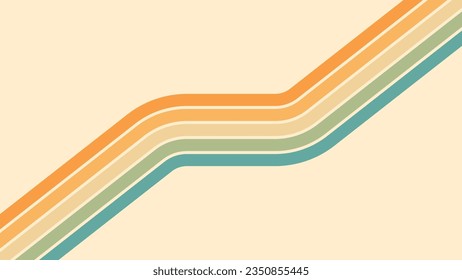 Abstract background of rainbow groovy Wavy Lines design in 1970s Hippie Retro style. Vector pattern ready to use for cloth, textile, wrap and other.