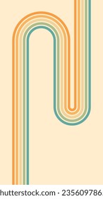 Abstract background of rainbow groovy Wavy Lines design in 1970s Hippie Retro style. Vector pattern ready to use for cloth, textile, wrap and other.