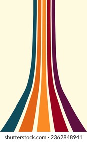 Abstract background of rainbow groovy Wavy Line design in 1970s Hippie Retro style. Vector pattern ready to use for cloth, textile, wrap and other.