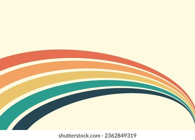 Abstract background of rainbow groovy Wavy Line design in 1970s Hippie Retro style. Vector pattern ready to use for cloth, textile, wrap and other.