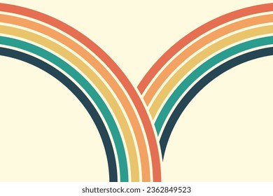 Abstract background of rainbow groovy Wavy Line design in 1970s Hippie Retro style. Vector pattern ready to use for cloth, textile, wrap and other.