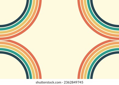 Abstract background of rainbow groovy Wavy Line design in 1970s Hippie Retro style. Vector pattern ready to use for cloth, textile, wrap and other.