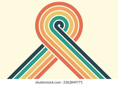 Abstract background of rainbow groovy Wavy Line design in 1970s Hippie Retro style. Vector pattern ready to use for cloth, textile, wrap and other.