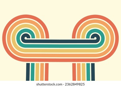 Abstract background of rainbow groovy Wavy Line design in 1970s Hippie Retro style. Vector pattern ready to use for cloth, textile, wrap and other.