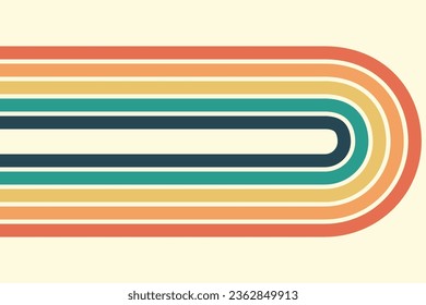 Abstract background of rainbow groovy Wavy Line design in 1970s Hippie Retro style. Vector pattern ready to use for cloth, textile, wrap and other.