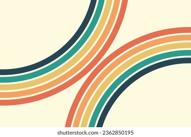 Abstract background of rainbow groovy Wavy Line design in 1970s Hippie Retro style. Vector pattern ready to use for cloth, textile, wrap and other.