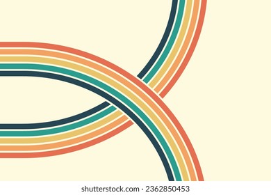 Abstract background of rainbow groovy Wavy Line design in 1970s Hippie Retro style. Vector pattern ready to use for cloth, textile, wrap and other.
