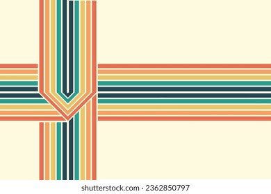Abstract background of rainbow groovy Wavy Line design in 1970s Hippie Retro style. Vector pattern ready to use for cloth, textile, wrap and other.